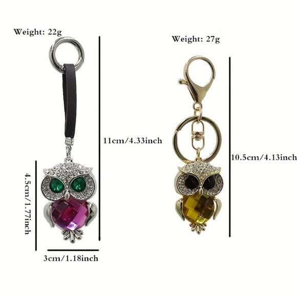 Charming Purple Owl Bag Charm Keychain - Picture 2 of 3